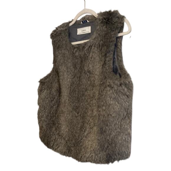 Y2K Brown White Mob Wife Maximalist New York Streetwear Faux Fur Vest Sz Medium - Picture 14 of 14